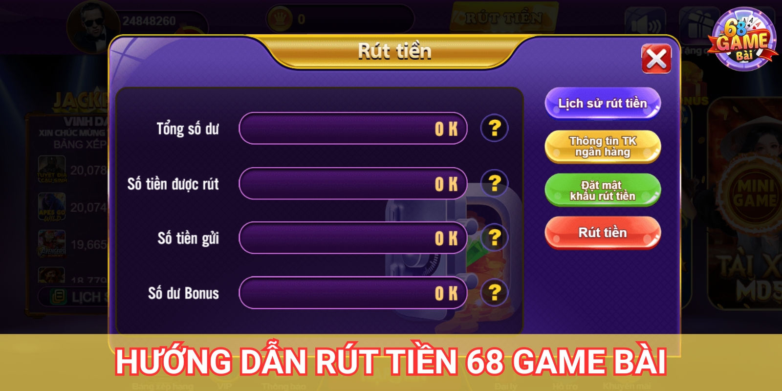 Các phương thức rút tiền 68 Game Bài Các phương thức rút tiền 68 Game Bài